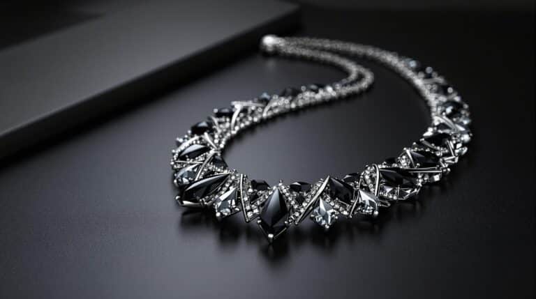 silver necklace black