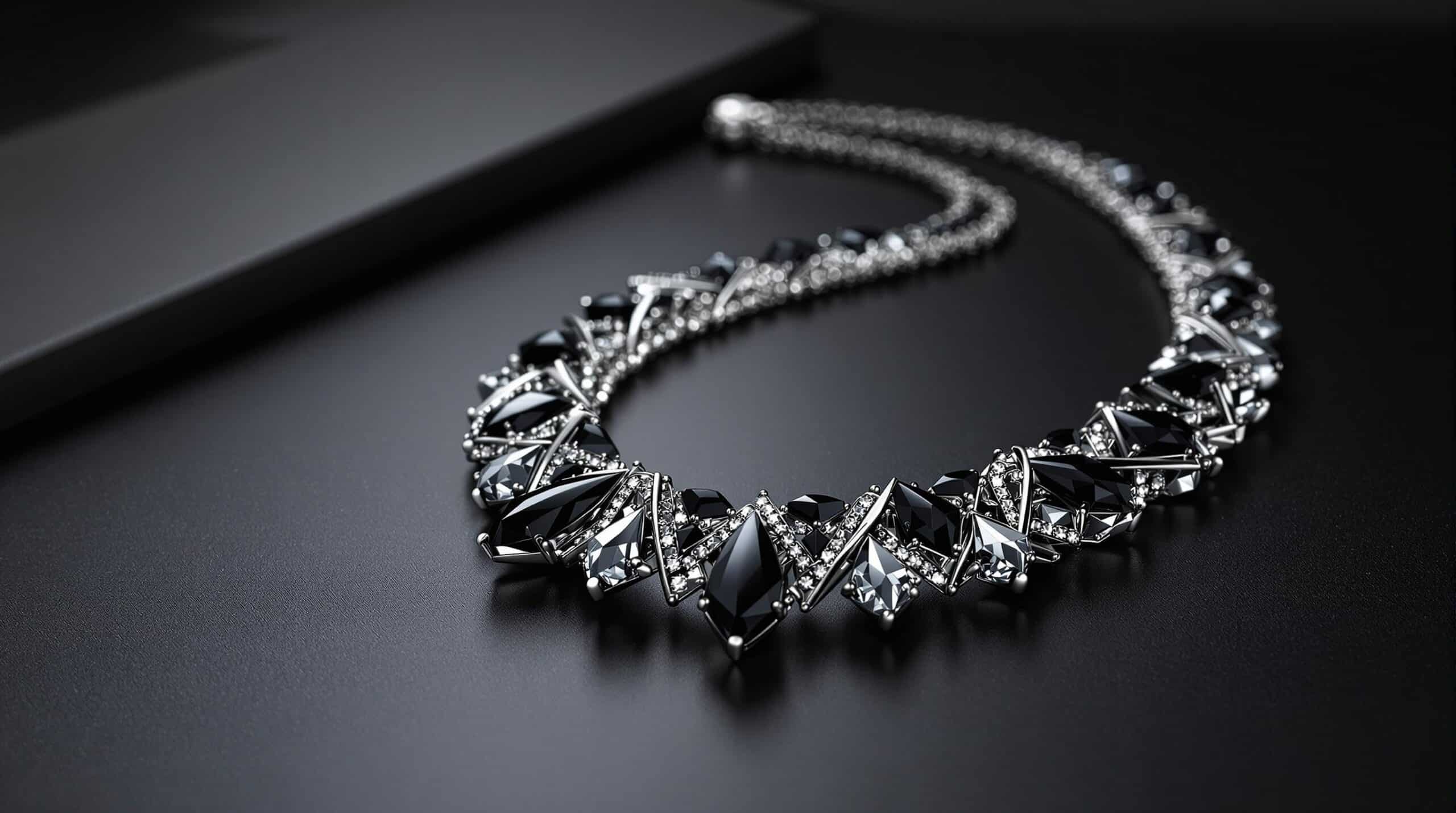 silver necklace black