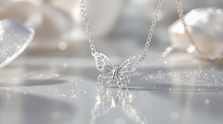 silver necklace butterfly