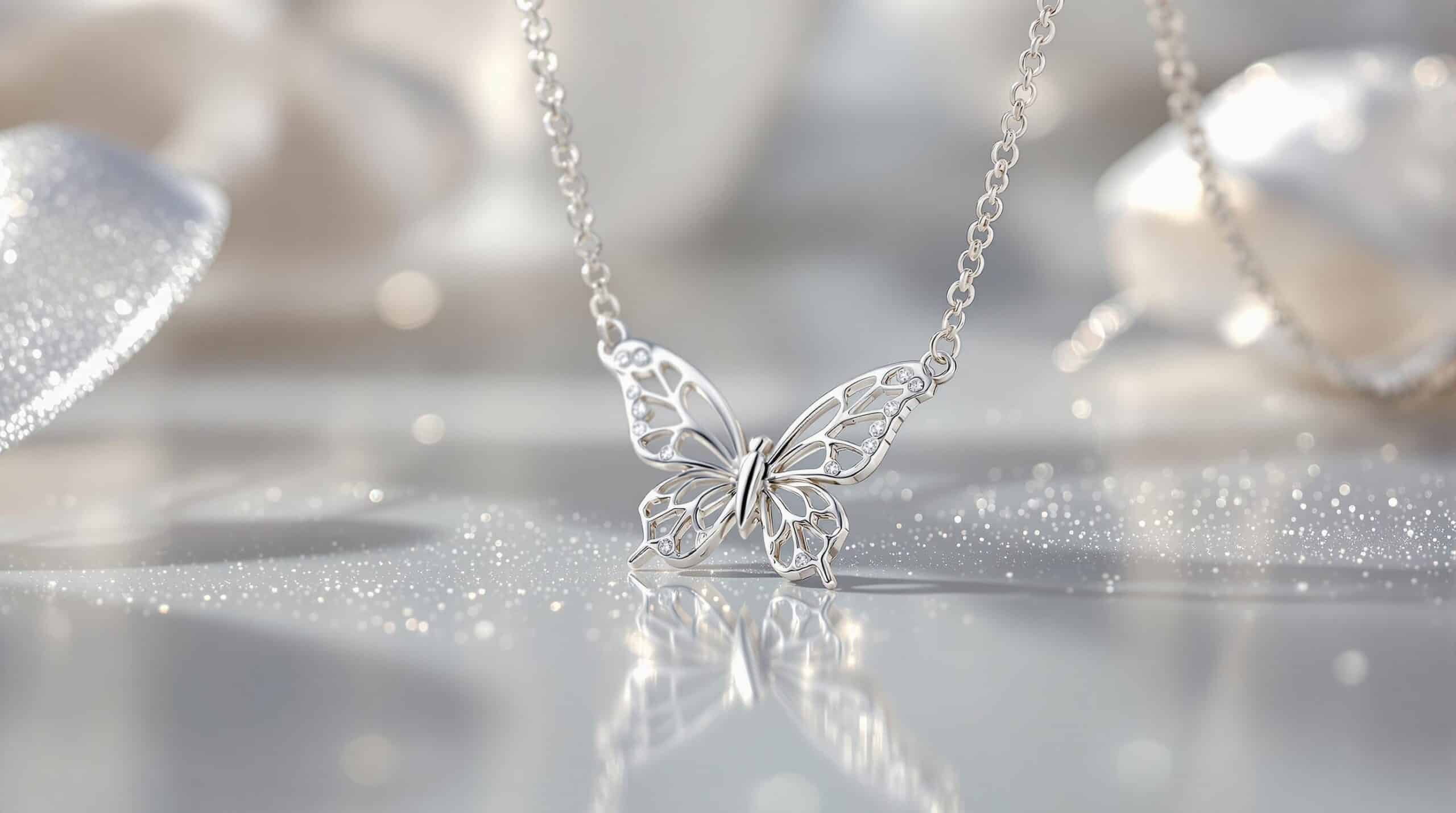 silver necklace butterfly