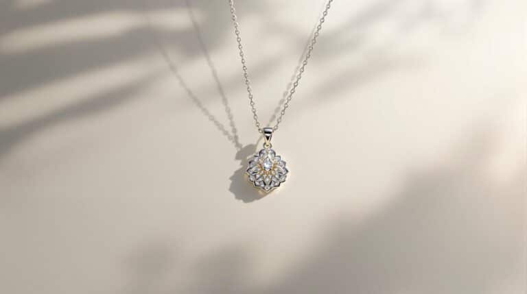 silver necklace gold pendant