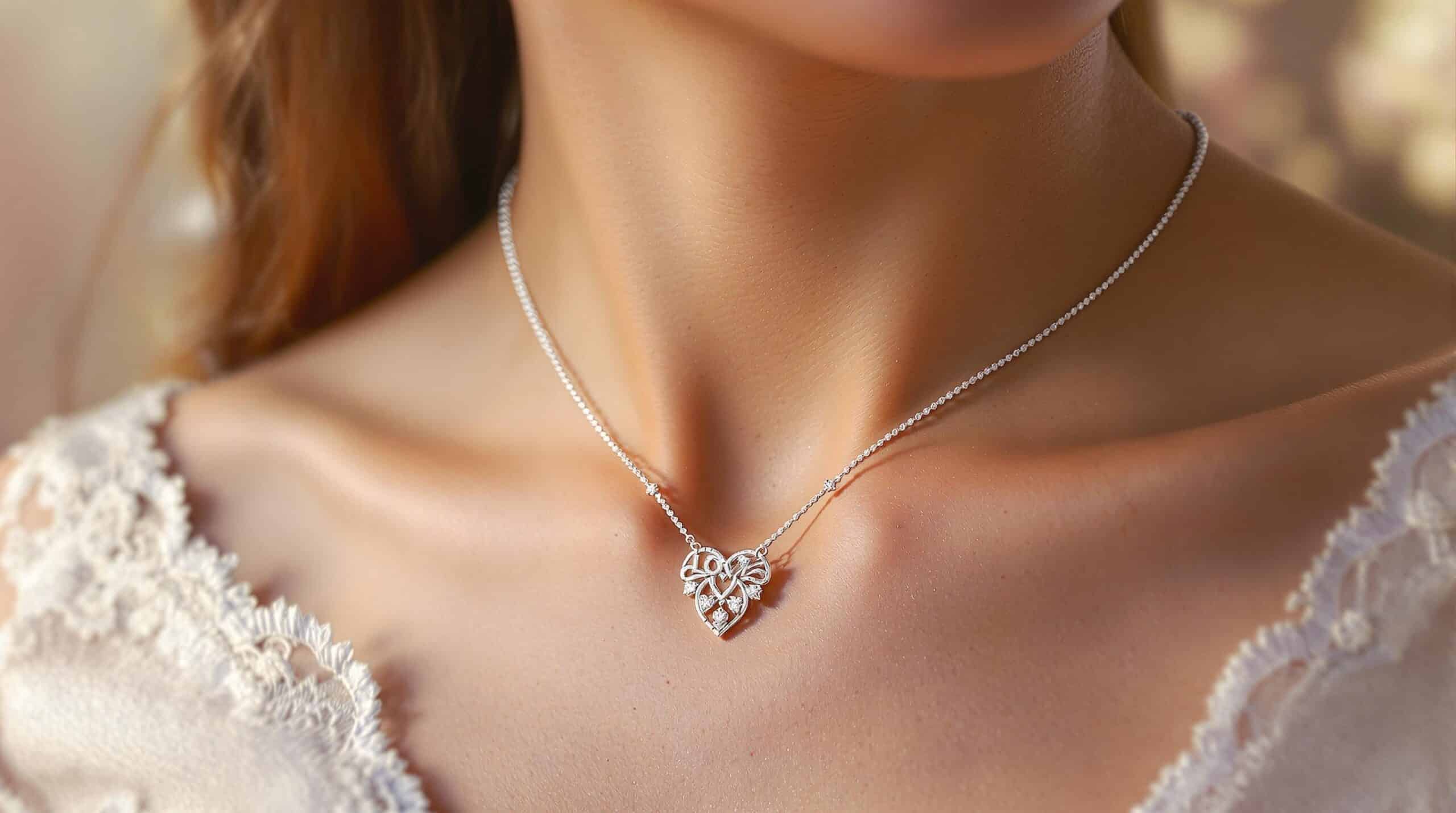 silver necklace love