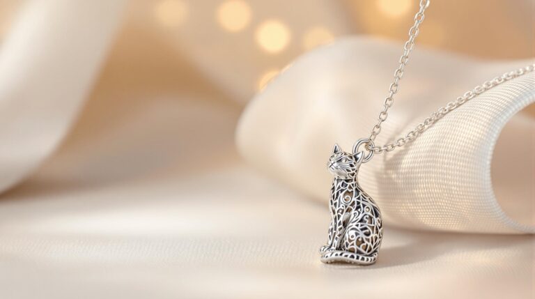 silver necklace with an a