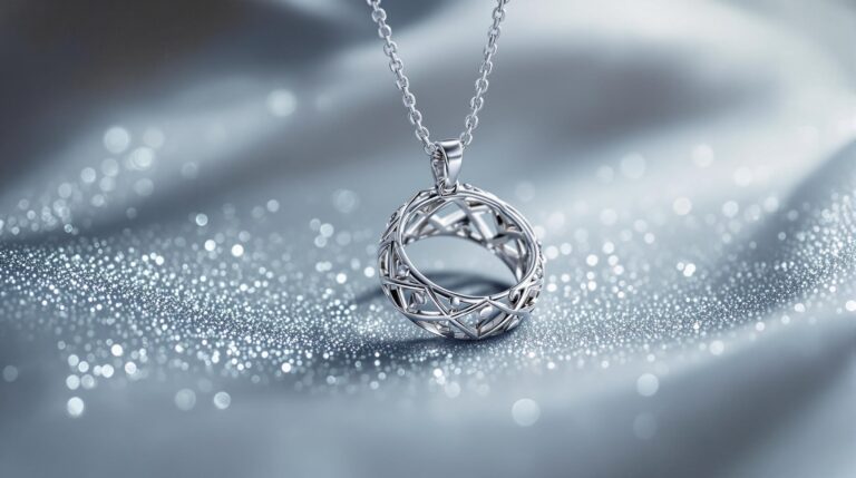 silver necklace with ring pendant