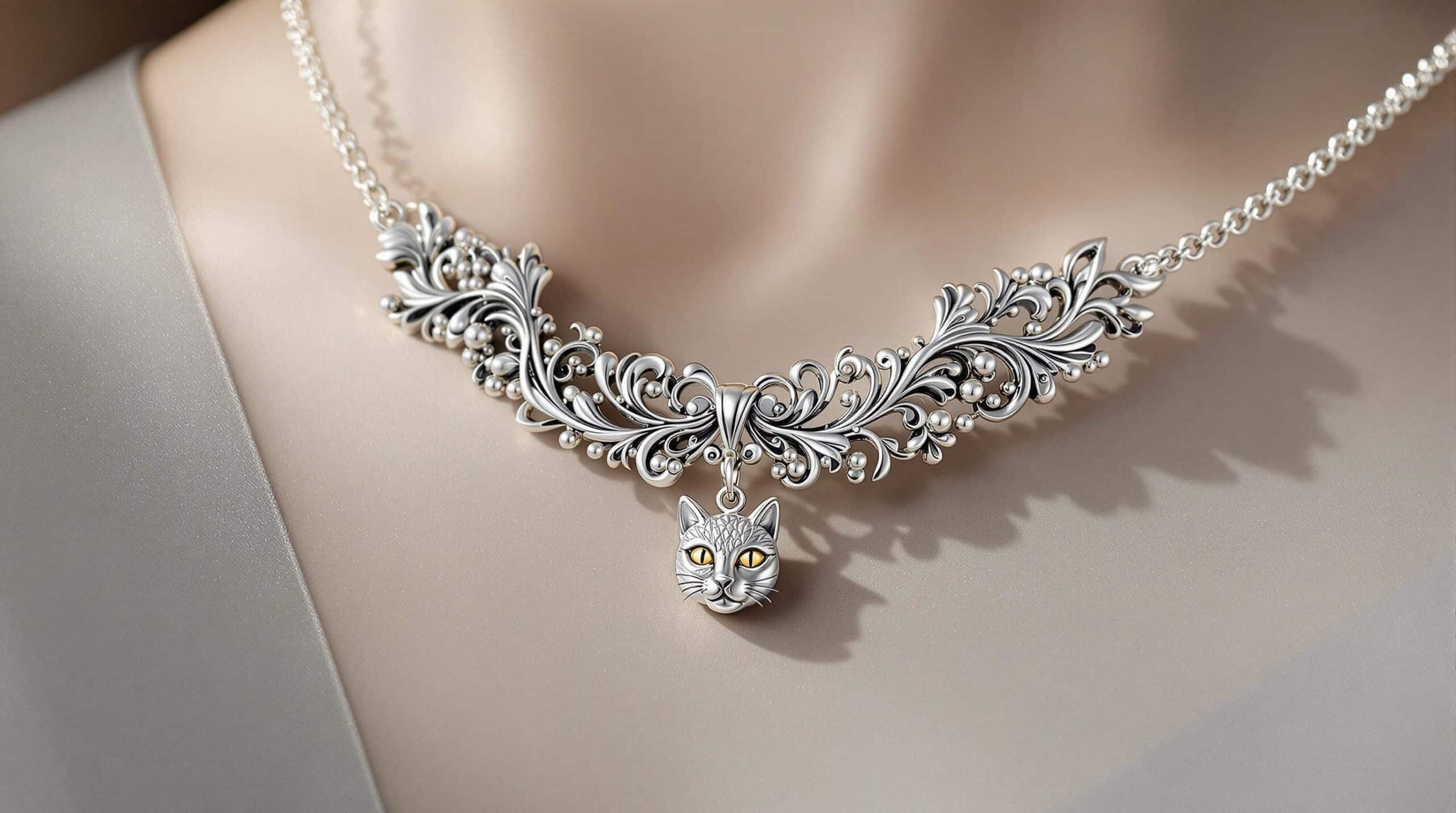 silver necklace with