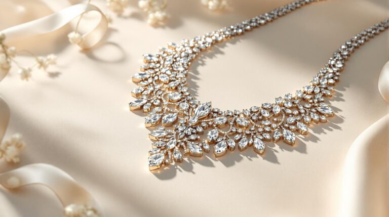 silver necklace with stones