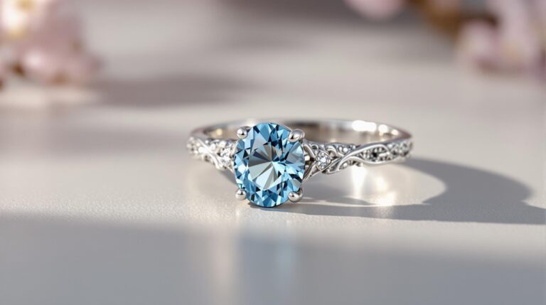 silver ring blue topaz