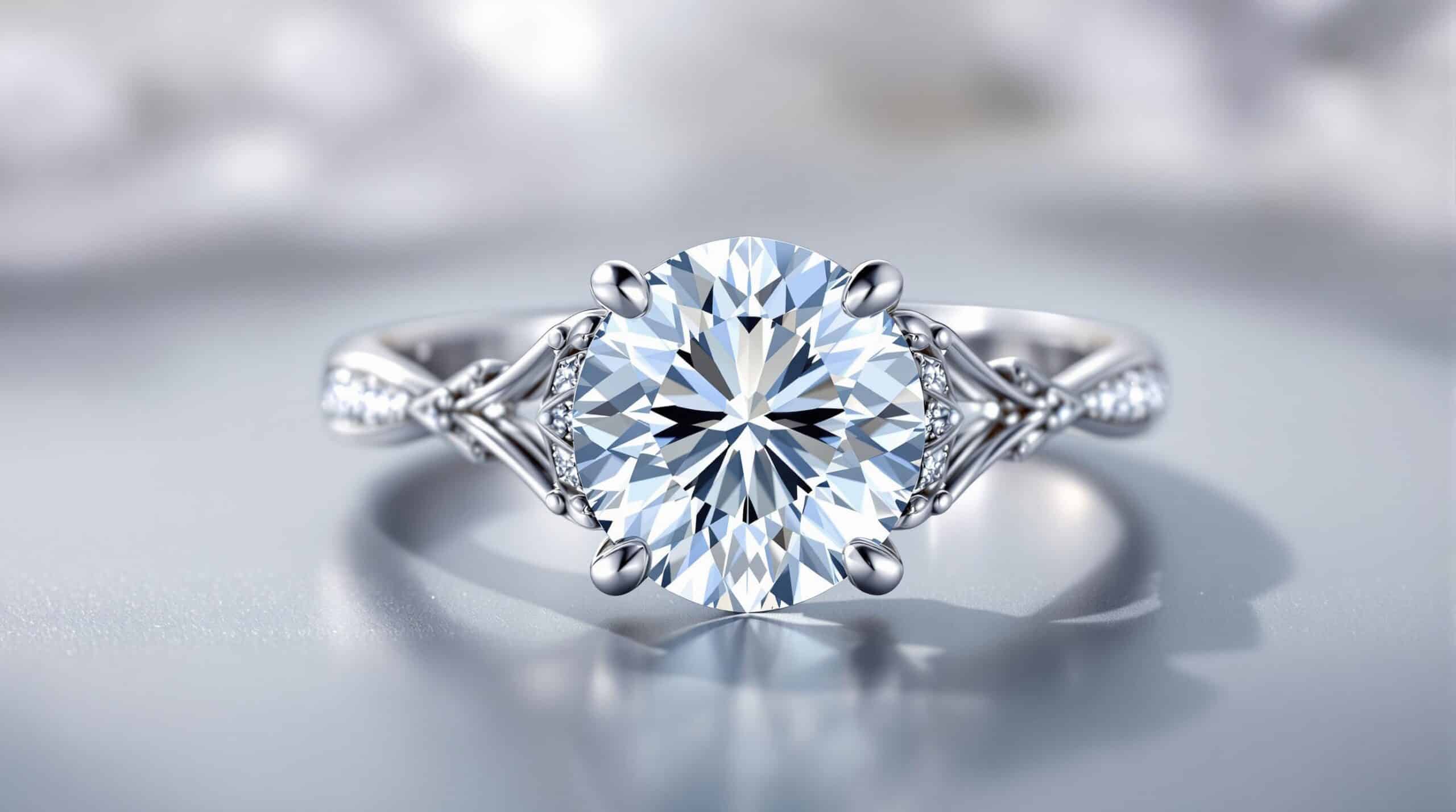silver ring with clear cubic zirconia