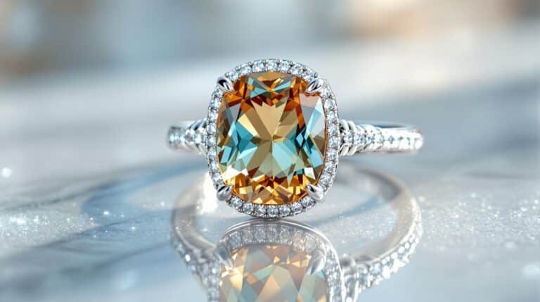 silver ring with topaz