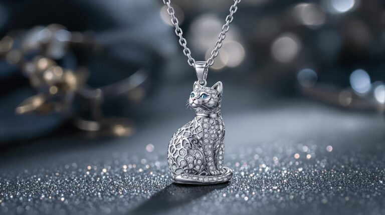 sterling cat necklace
