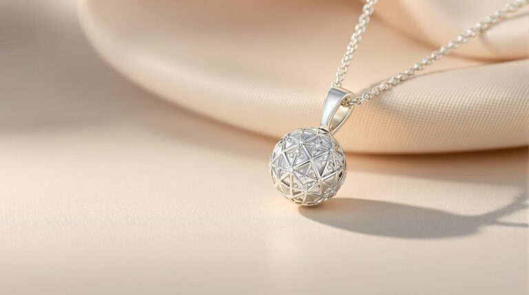 sterling silver ball pendant necklace
