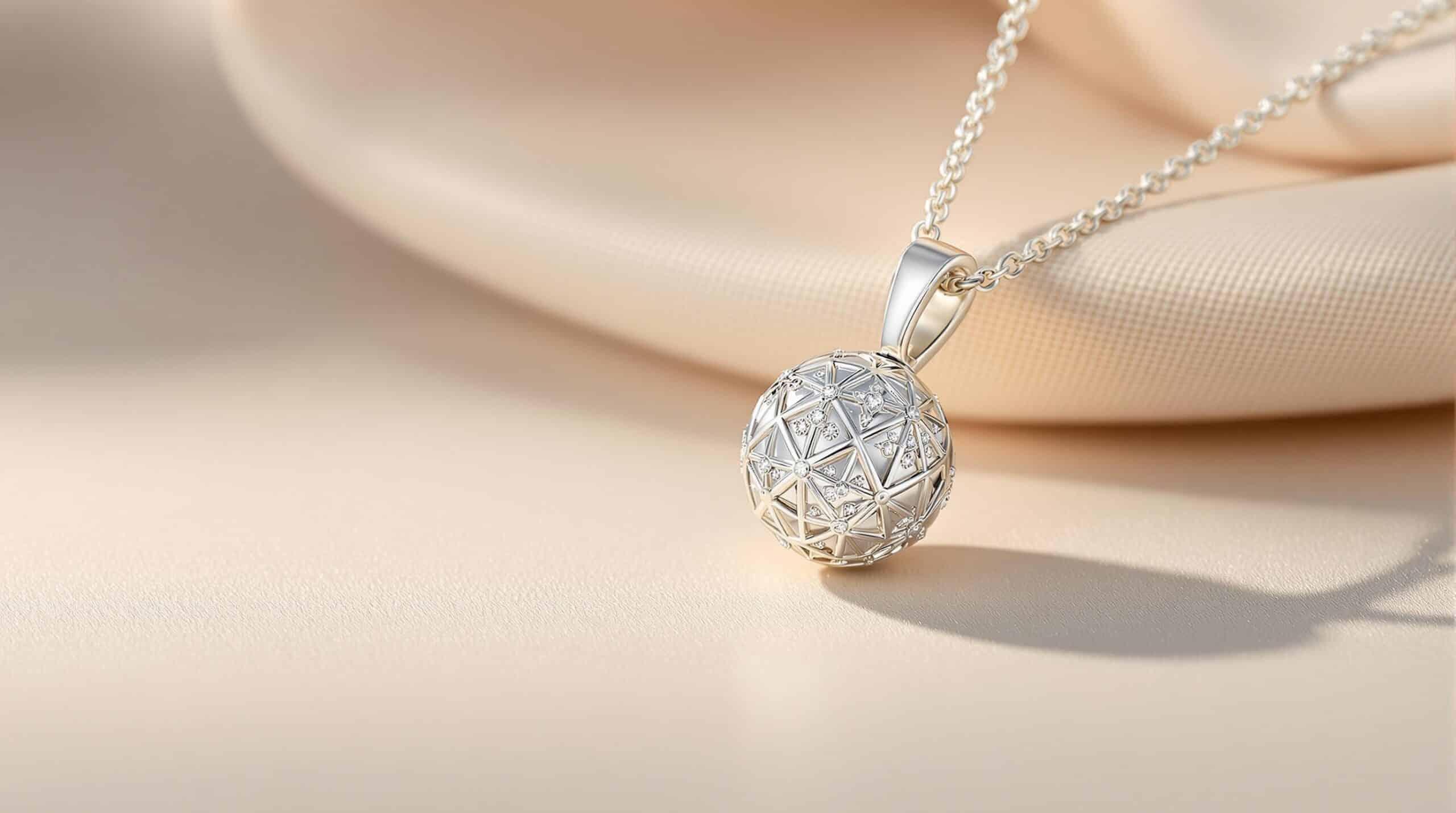 sterling silver ball pendant necklace