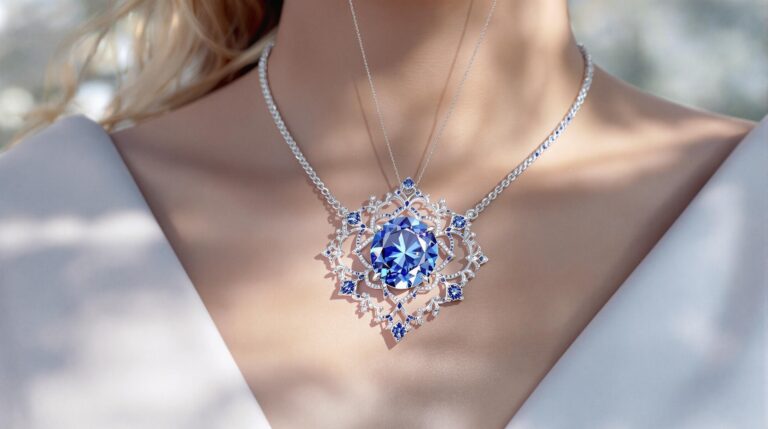 sterling silver blue necklace