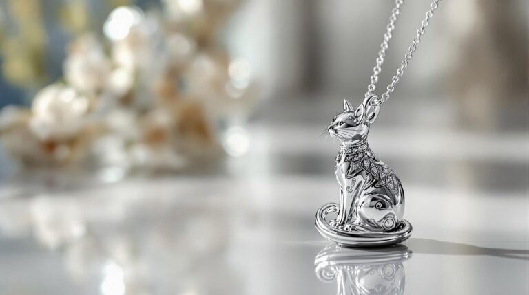 sterling silver cat pendant