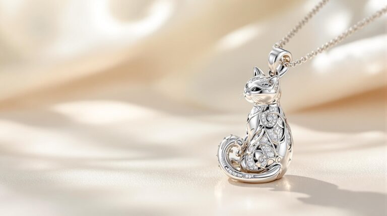 sterling silver cat pendant necklace