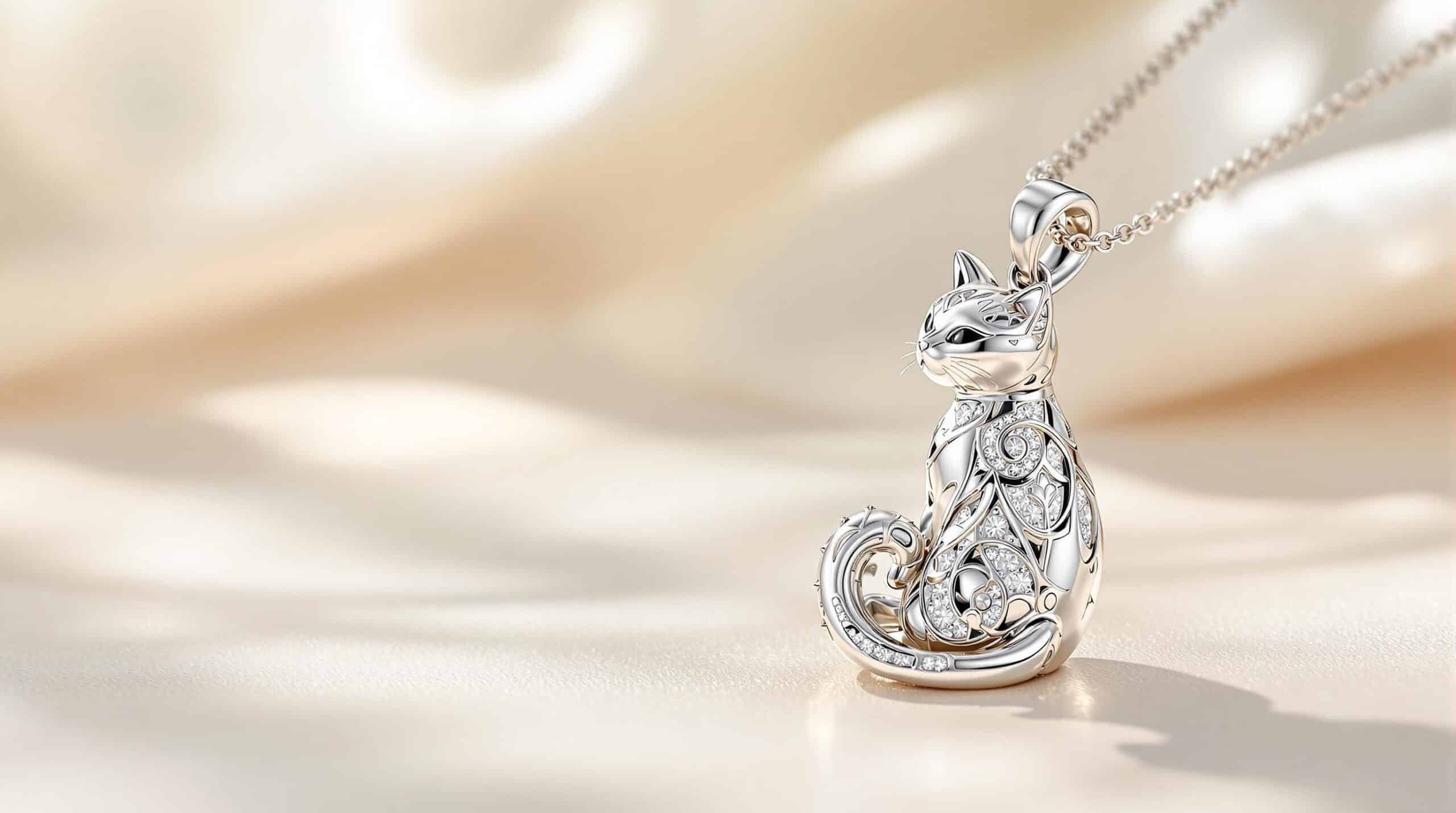 sterling silver cat pendant necklace