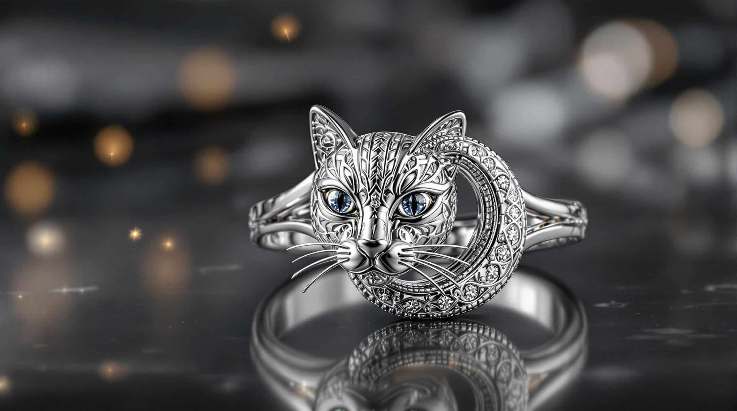 sterling silver cat ring uk