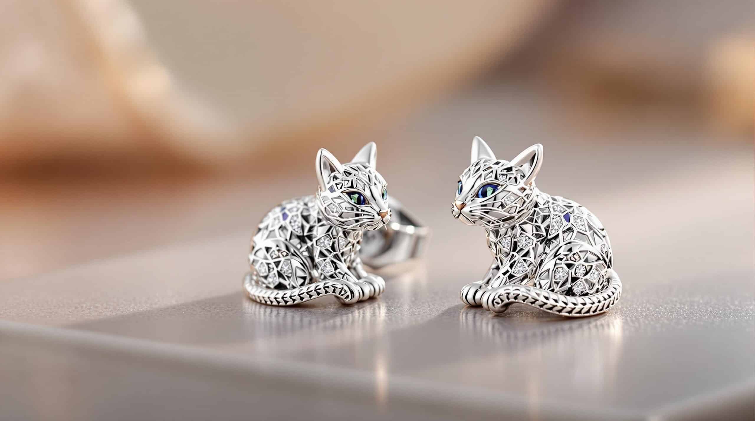 sterling silver cat stud earrings