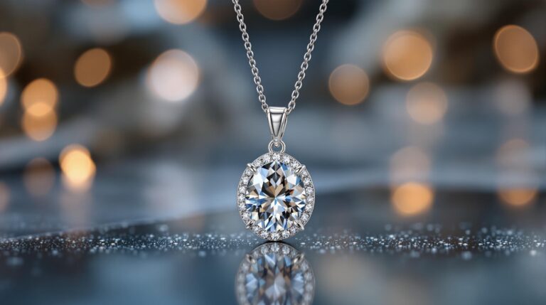 sterling silver necklace with stone